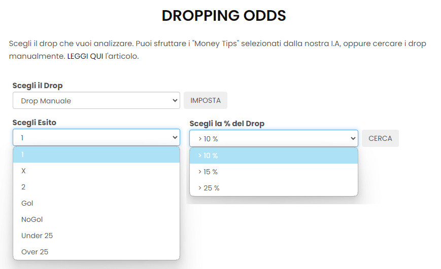 migliori siti dropping odds